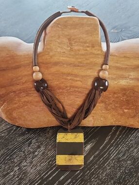 Aztec Block Stripe Pendant Necklace